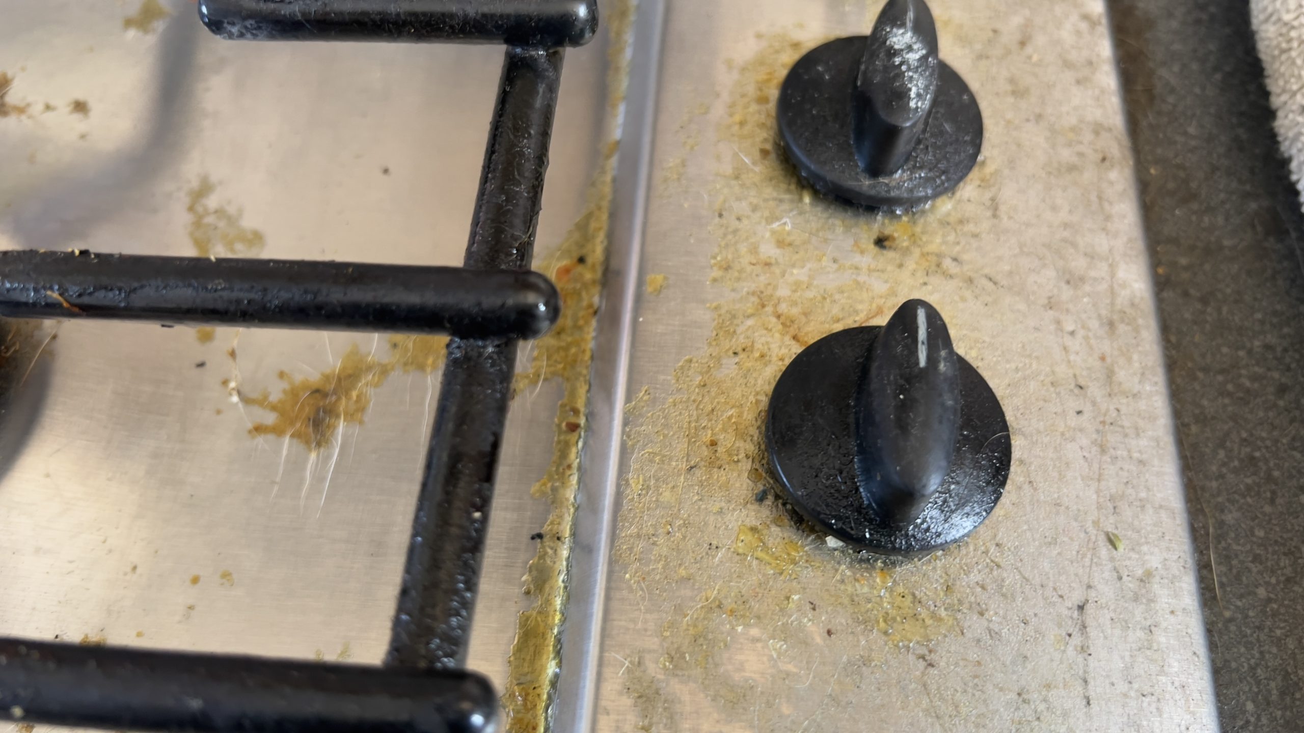 thick grease on gas hob knobs